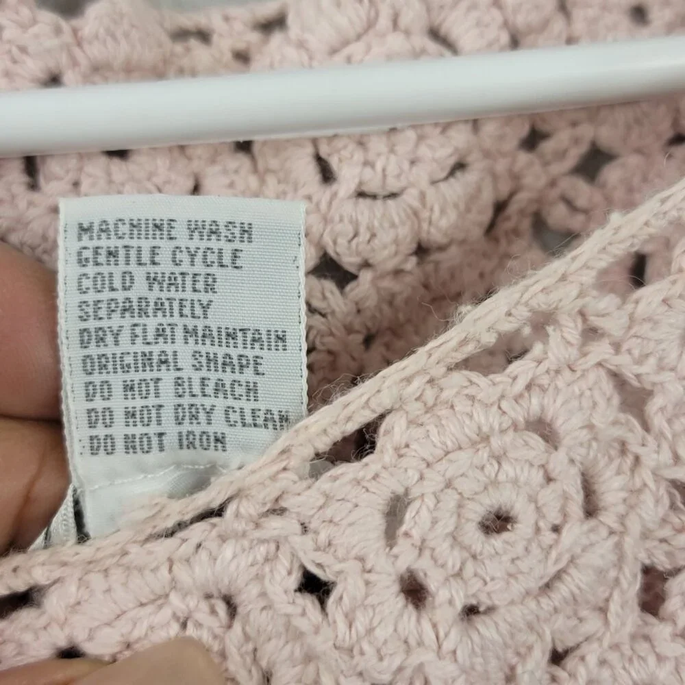 Vintage Margules Crochet Crop Top M Pink Retro Boho Romantic Cottagecore Dainty - Picture 7 of 12
